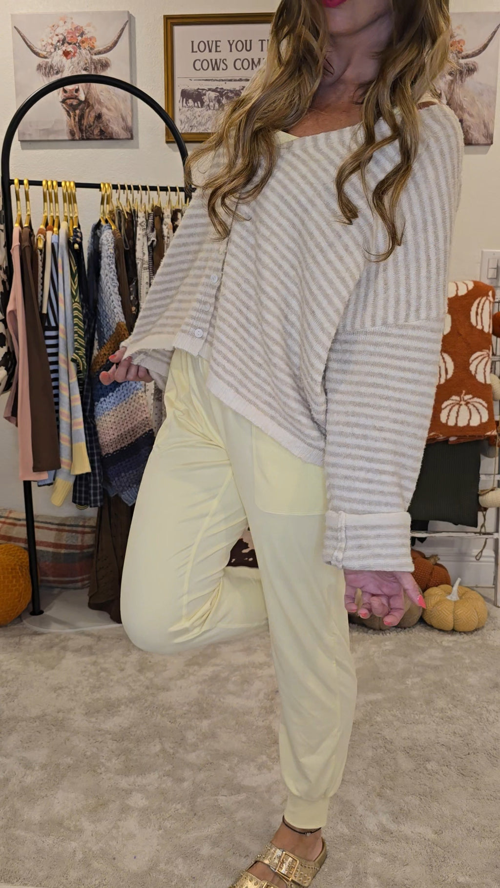 Button Front Soft Knit Stripe Cardigan