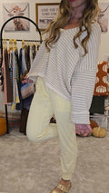 Button Front Soft Knit Stripe Cardigan