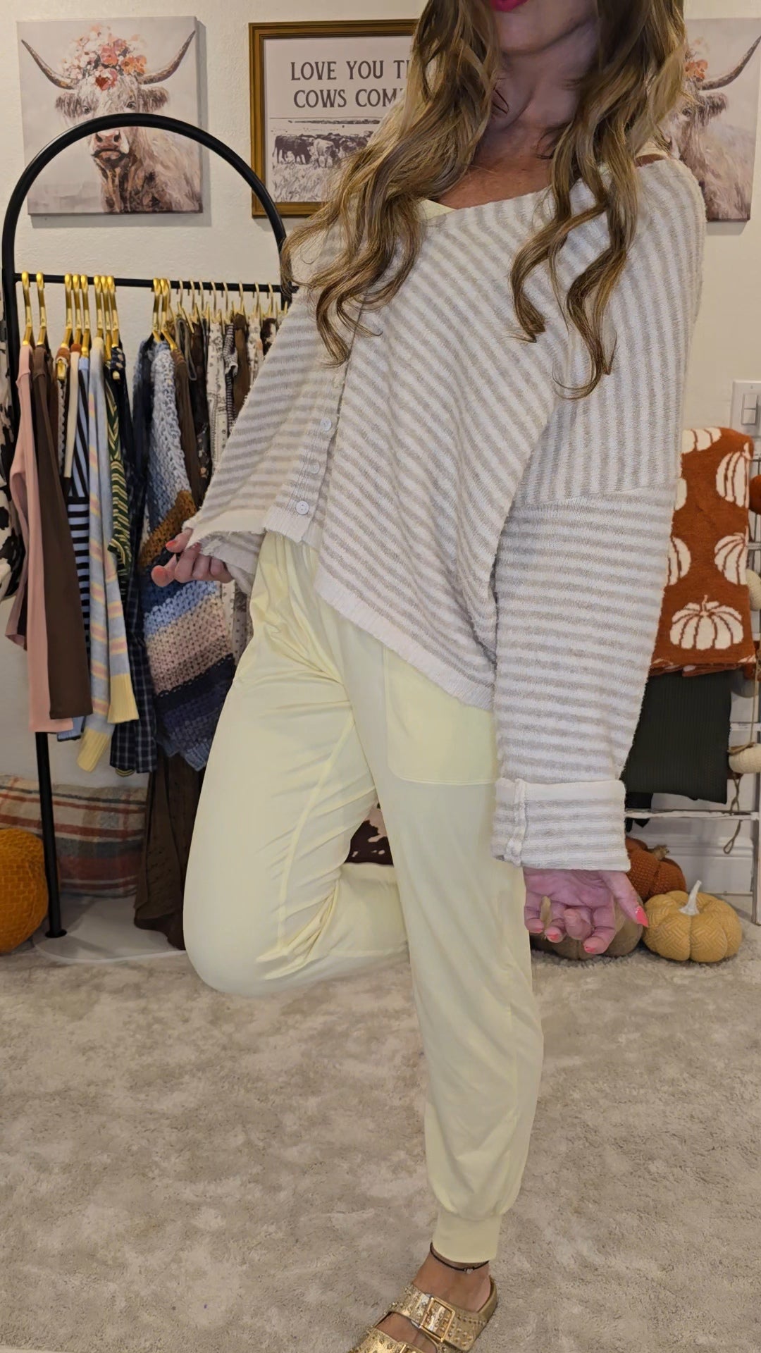 Button Front Soft Knit Stripe Cardigan