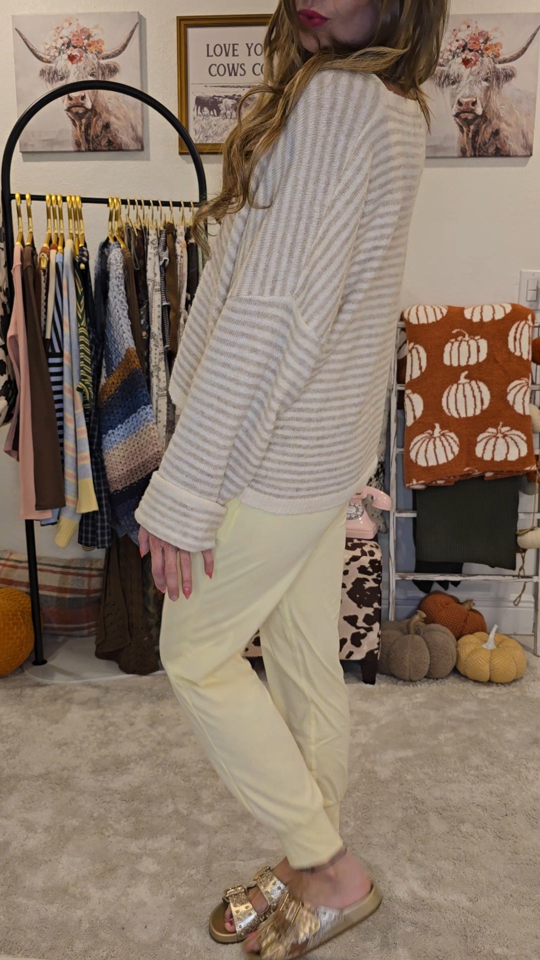 Button Front Soft Knit Stripe Cardigan