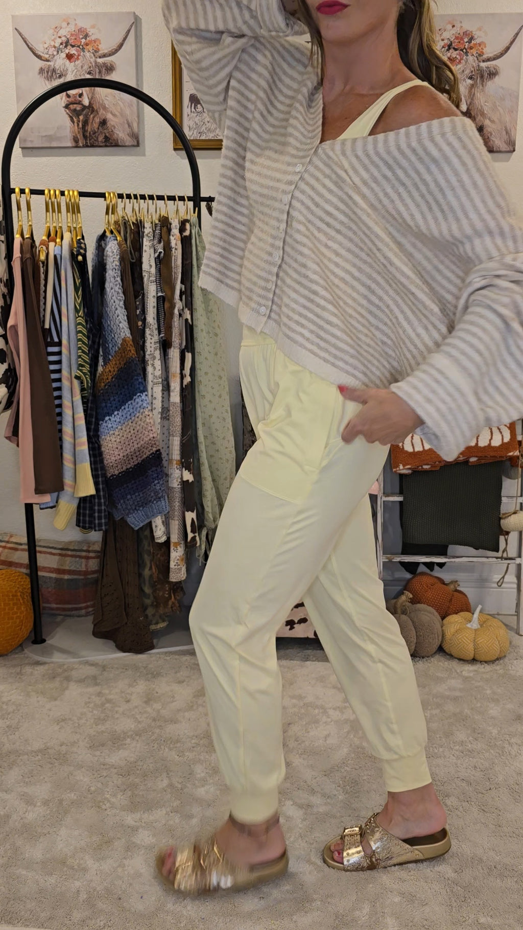 Button Front Soft Knit Stripe Cardigan