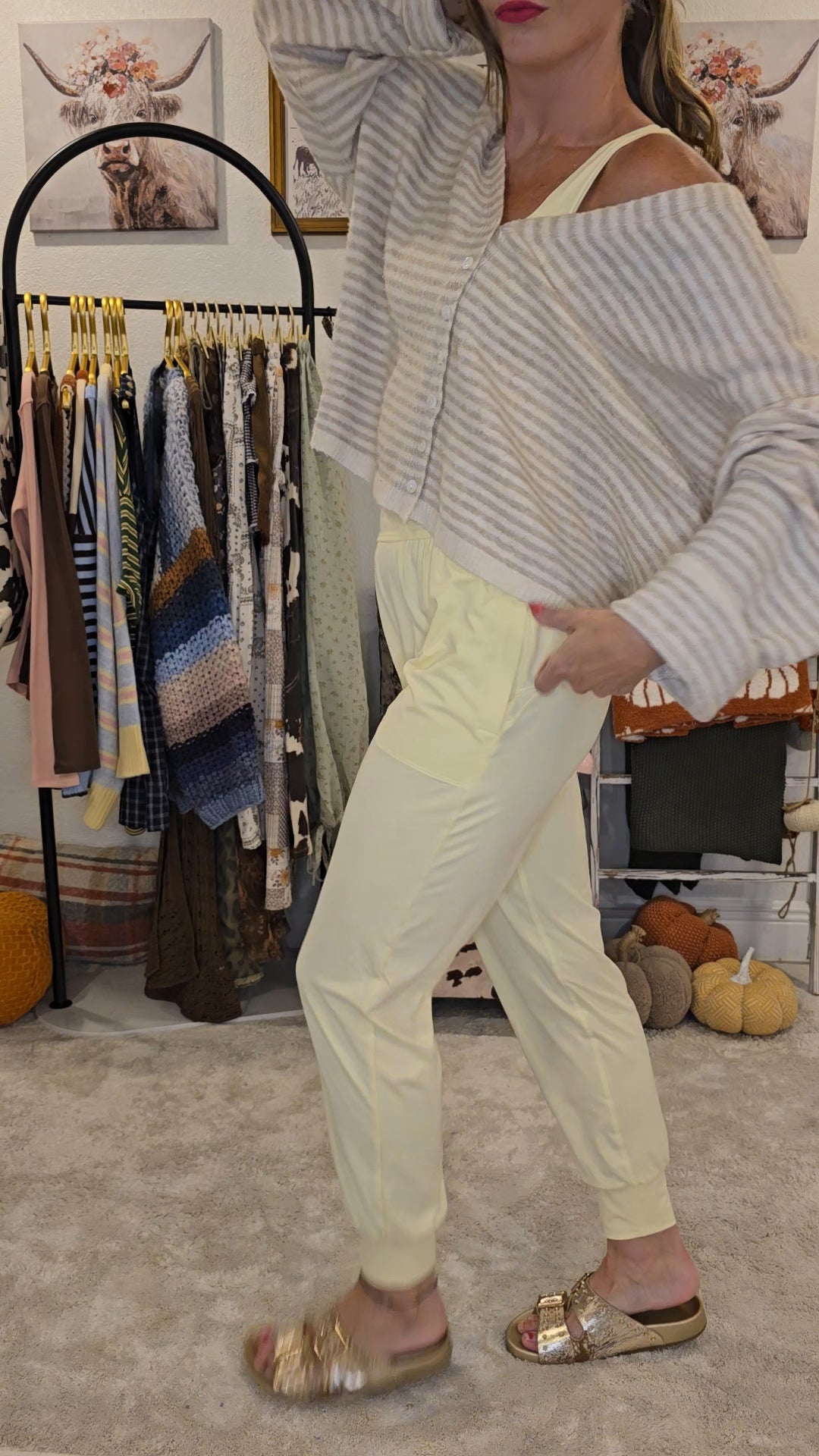 Button Front Soft Knit Stripe Cardigan