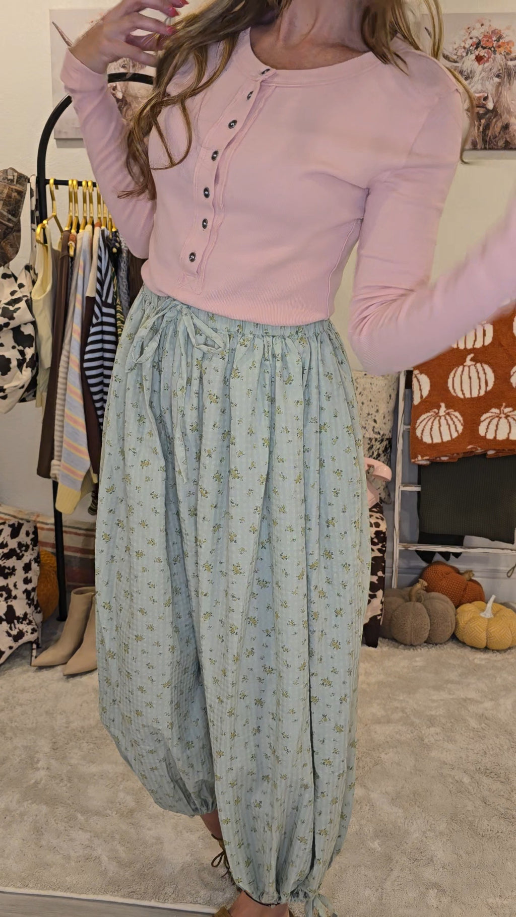 Pink Clay Long Sleeve Soft Ribbed Henley Top