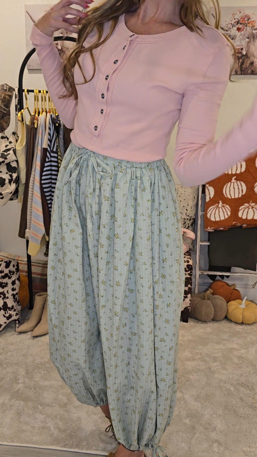 Pink Clay Long Sleeve Soft Ribbed Henley Top