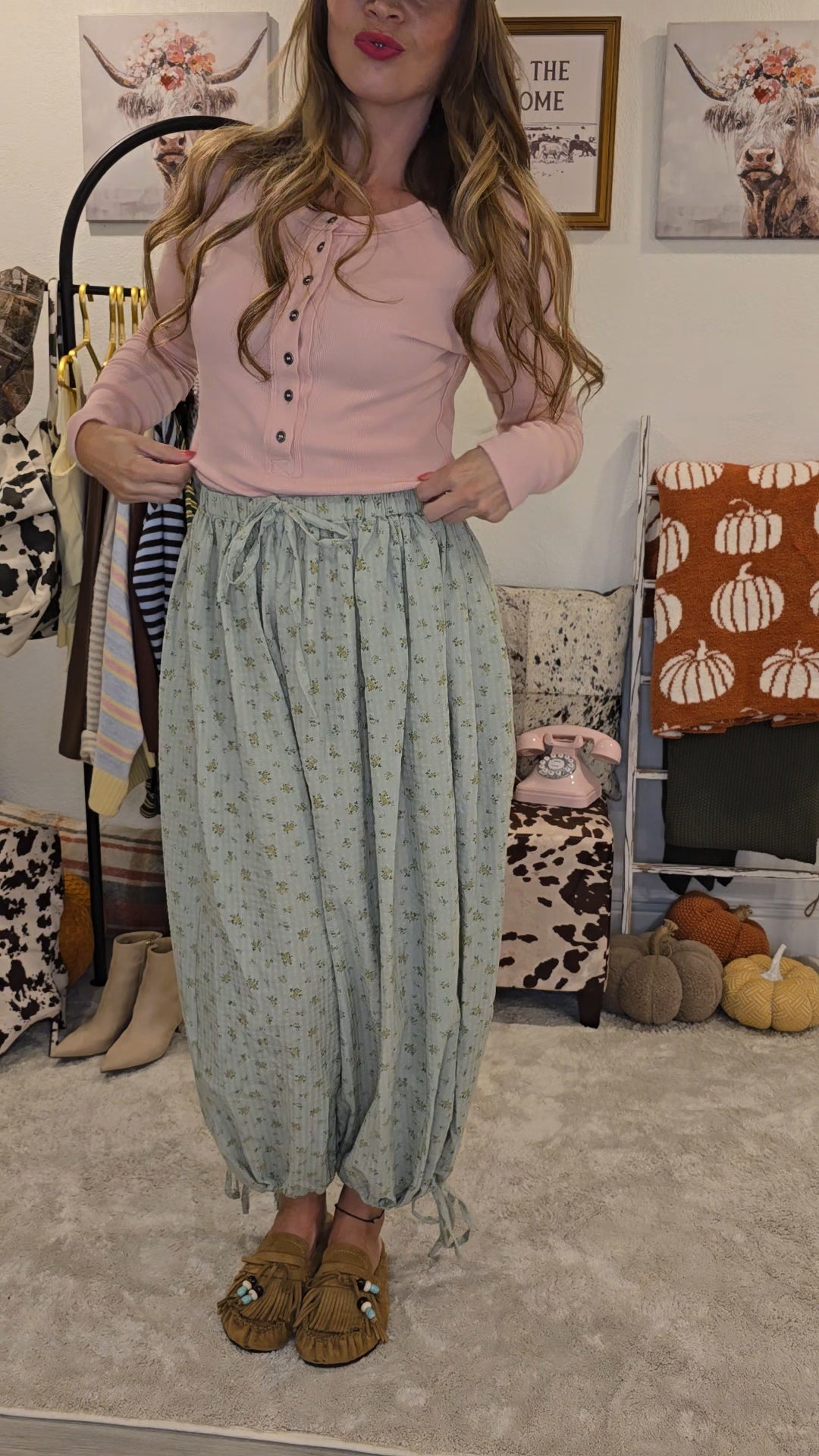 Pink Clay Long Sleeve Soft Ribbed Henley Top