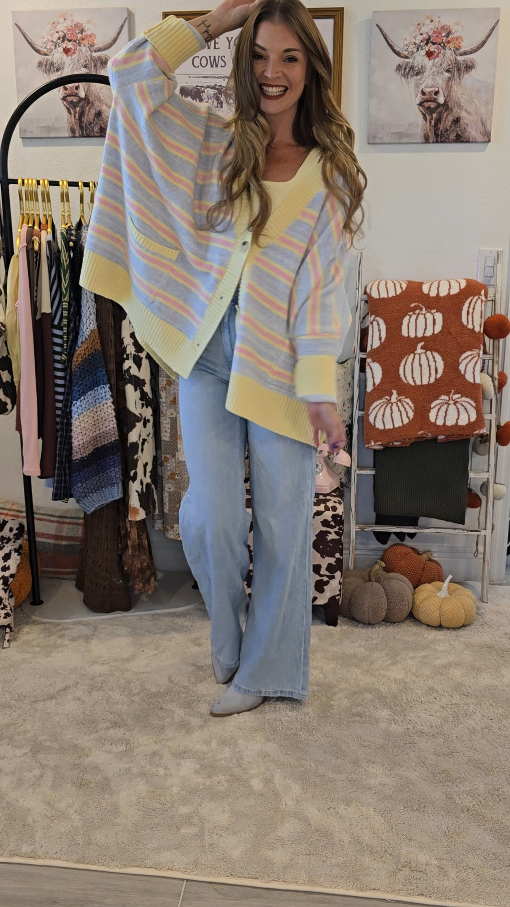 Sherbert Multi-Stripe Oversized Cardigan