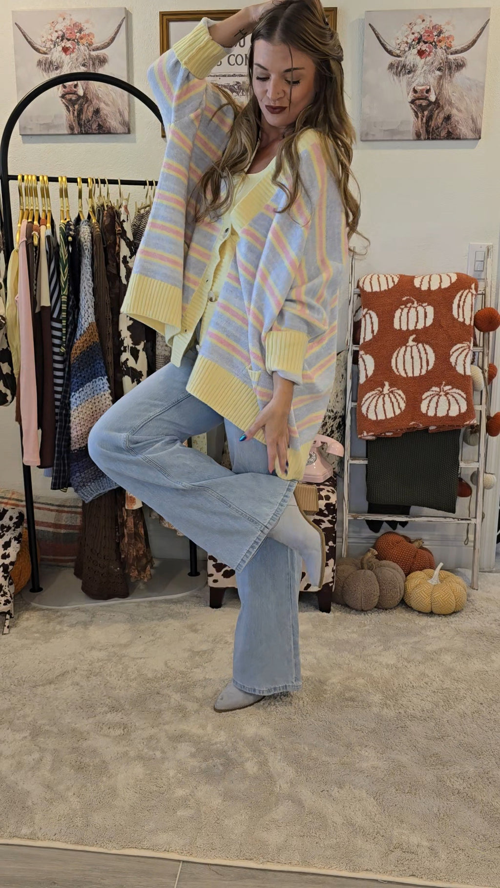 Sherbert Multi-Stripe Oversized Cardigan
