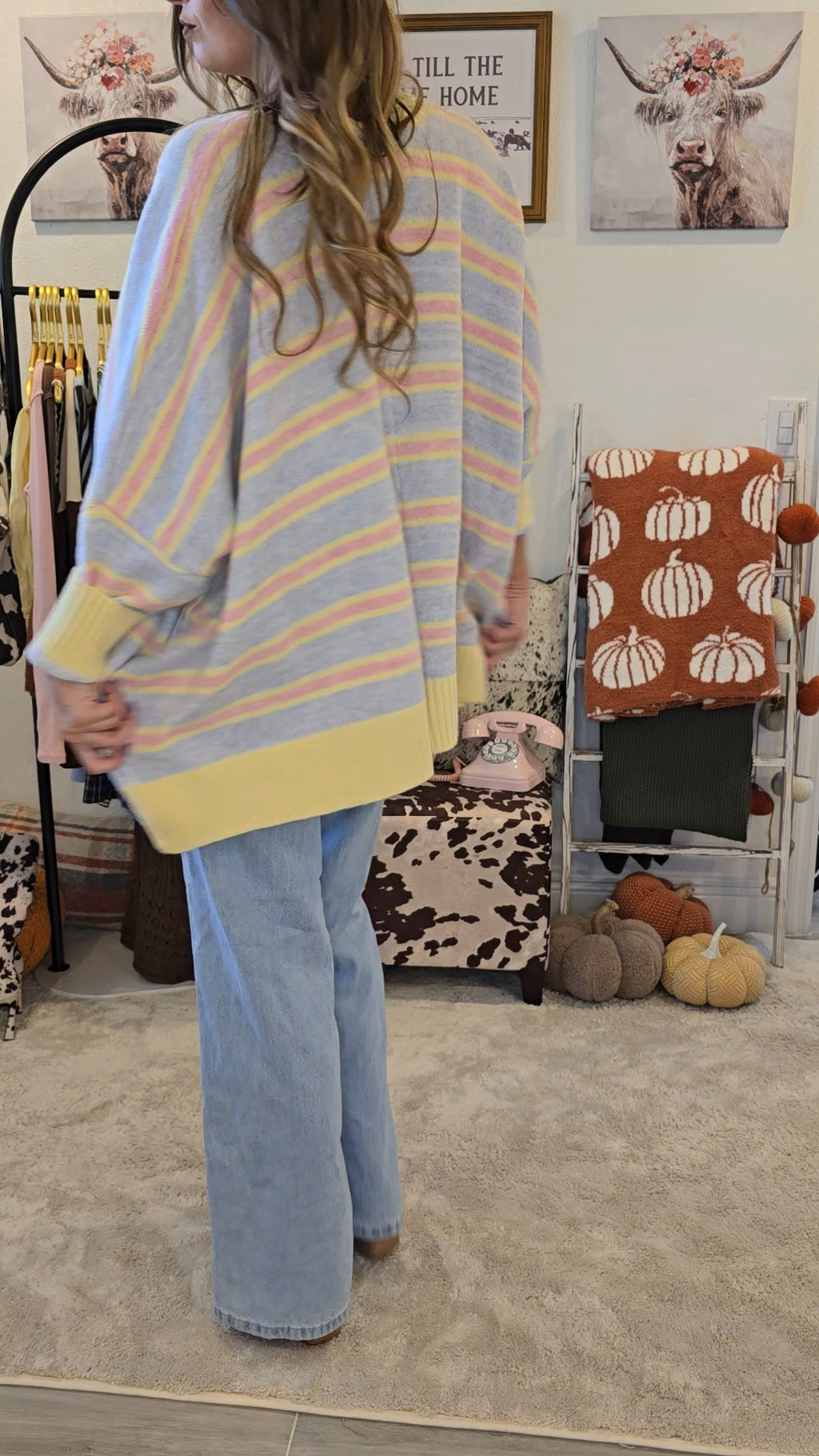 Sherbert Multi-Stripe Oversized Cardigan