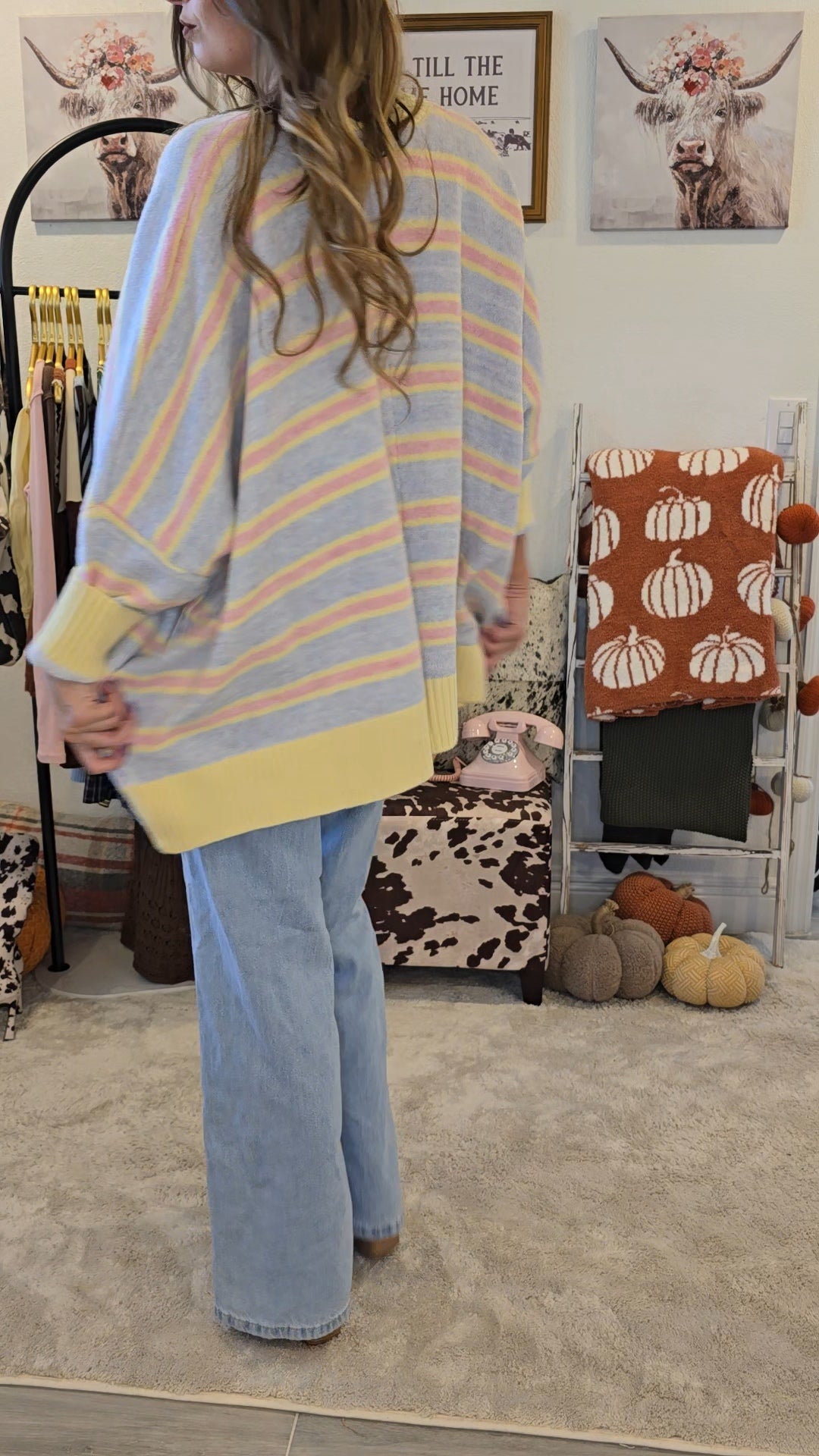Sherbert Multi-Stripe Oversized Cardigan