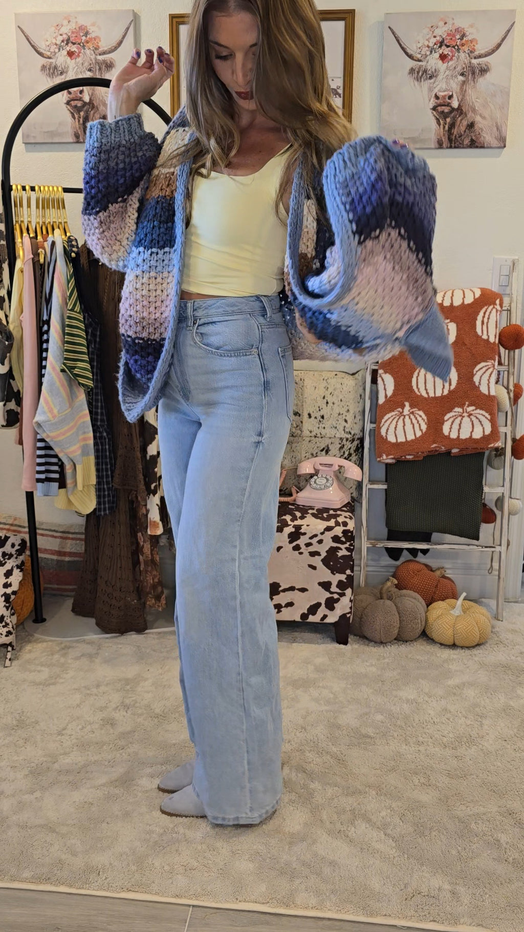 Rainbow Hand-Crochet Open Cardigan