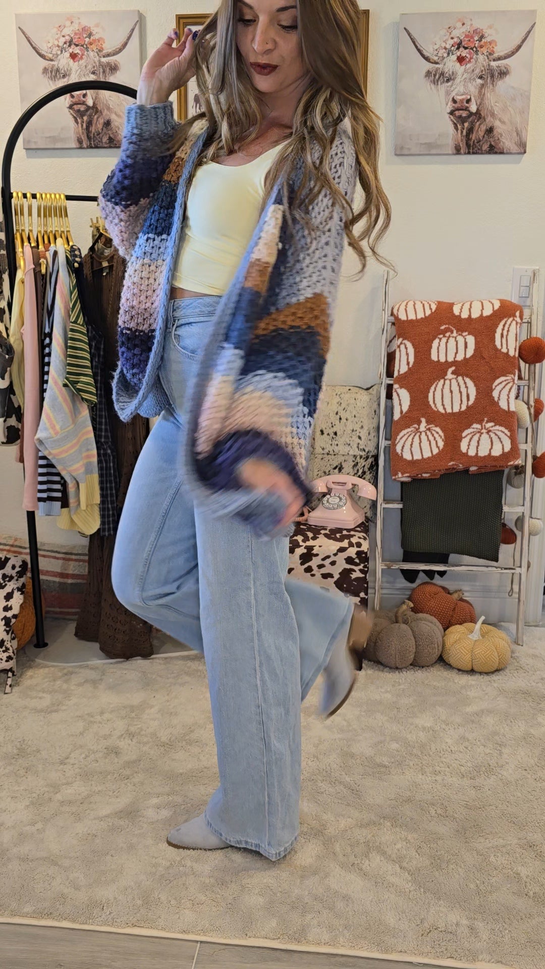 Rainbow Hand-Crochet Open Cardigan