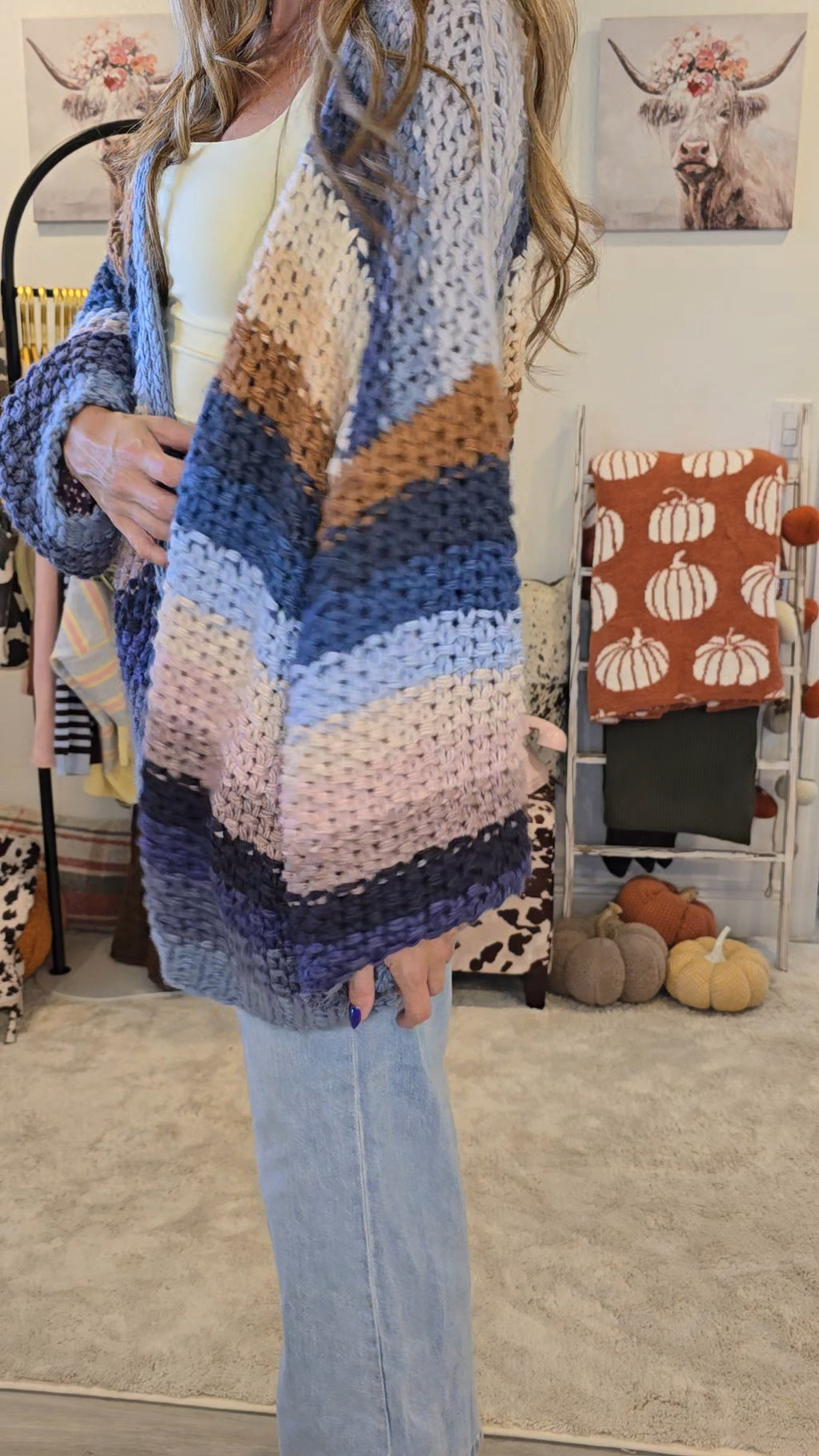 Rainbow Hand-Crochet Open Cardigan