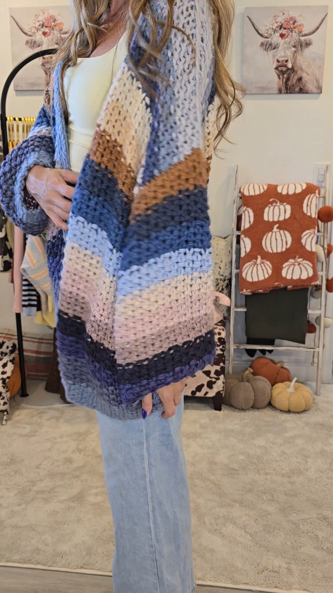 Rainbow Hand-Crochet Open Cardigan