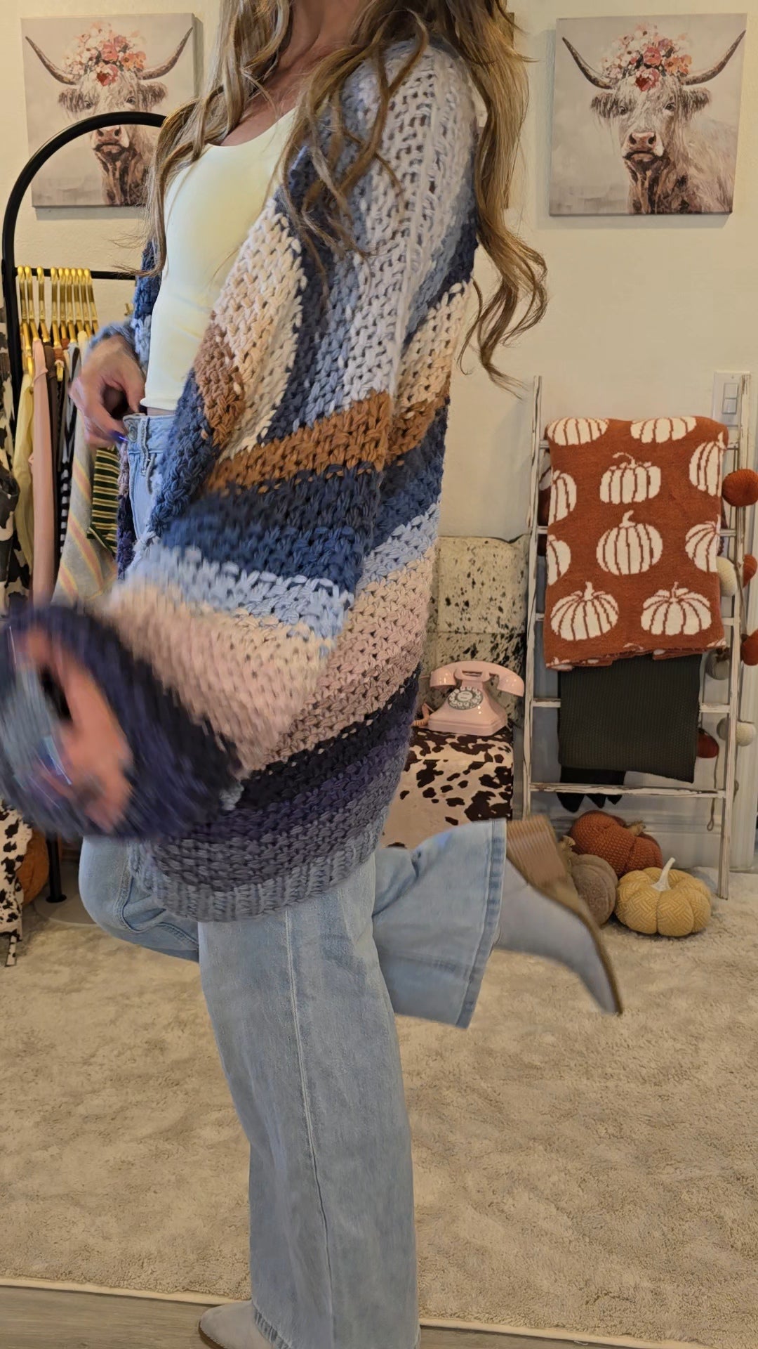 Rainbow Hand-Crochet Open Cardigan