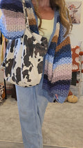 Cow Print Canvas Tote Bag