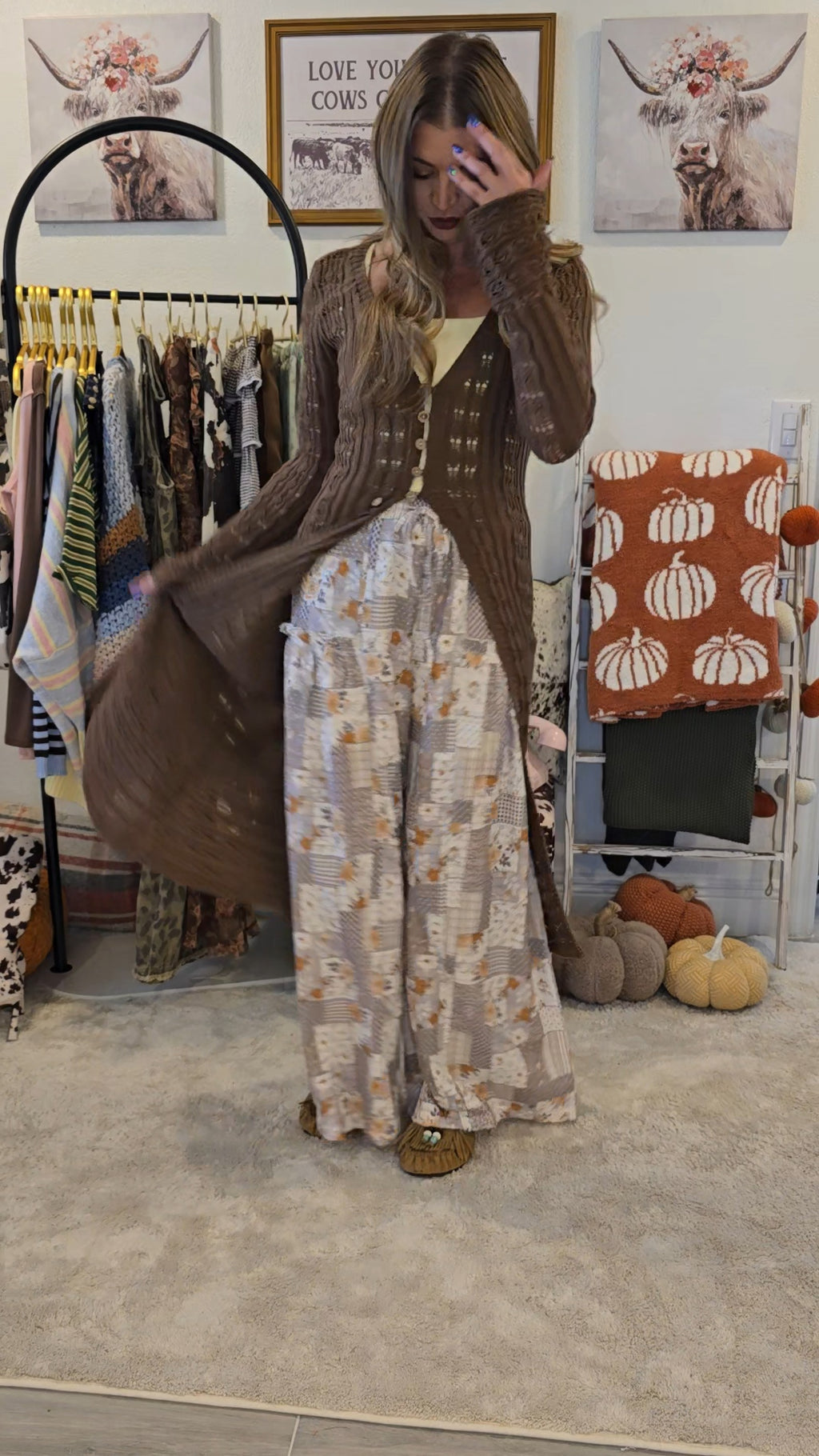 Ash Violet Patchwork Wide Leg Pants